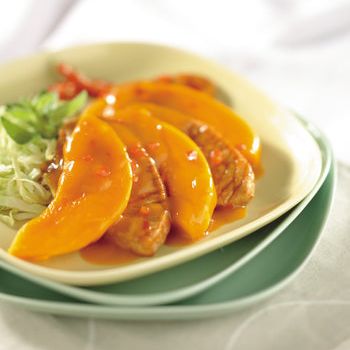 Bawang putih terong pedas dengan labu