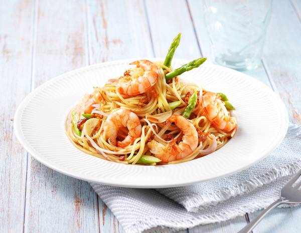 Pasta Udang dan Aparagus dengan Saus XO