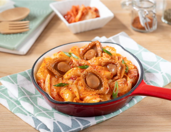 Triple Cheese Abalone and Kimchi with Rice Cake