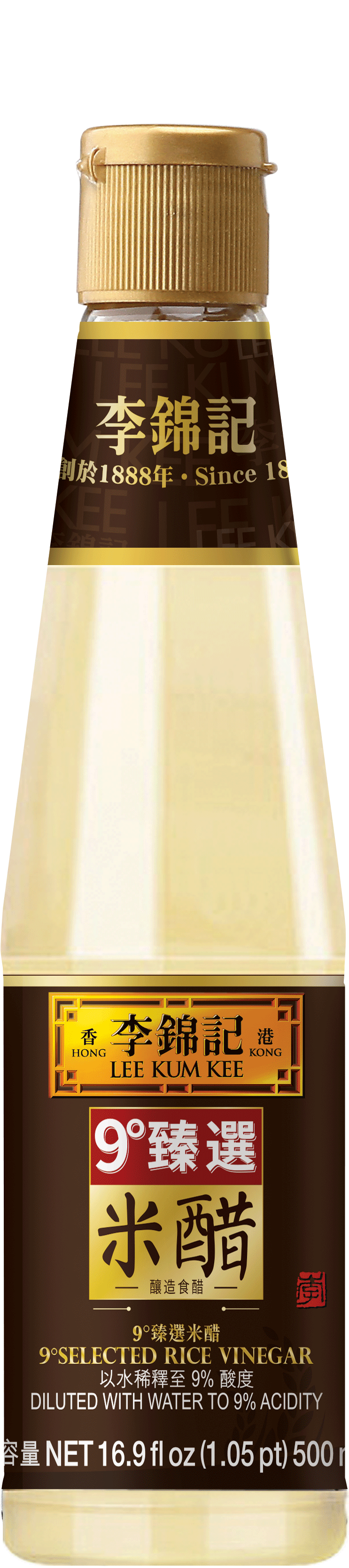 9°臻選米醋 , 16.9 fl oz (500 ml), 瓶裝