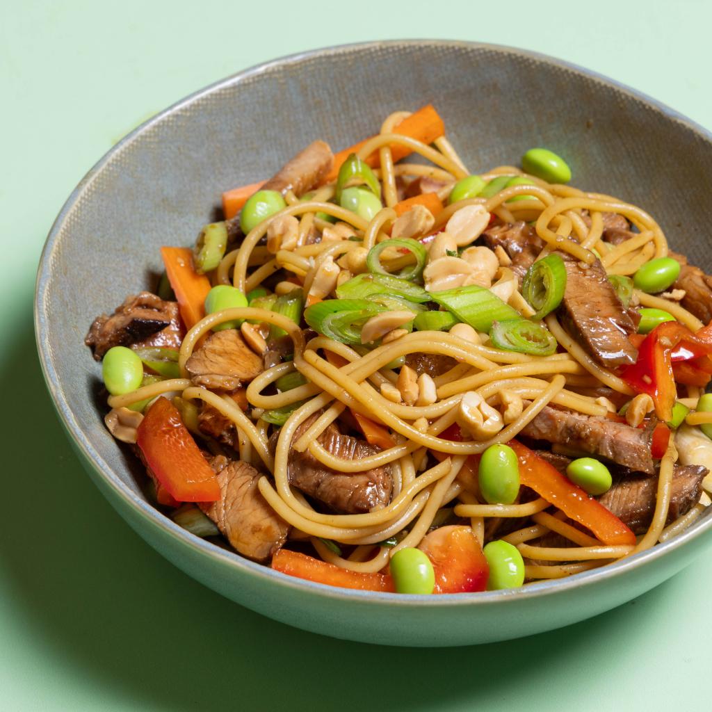 Air Fryer Char Siu Pork with Noodles