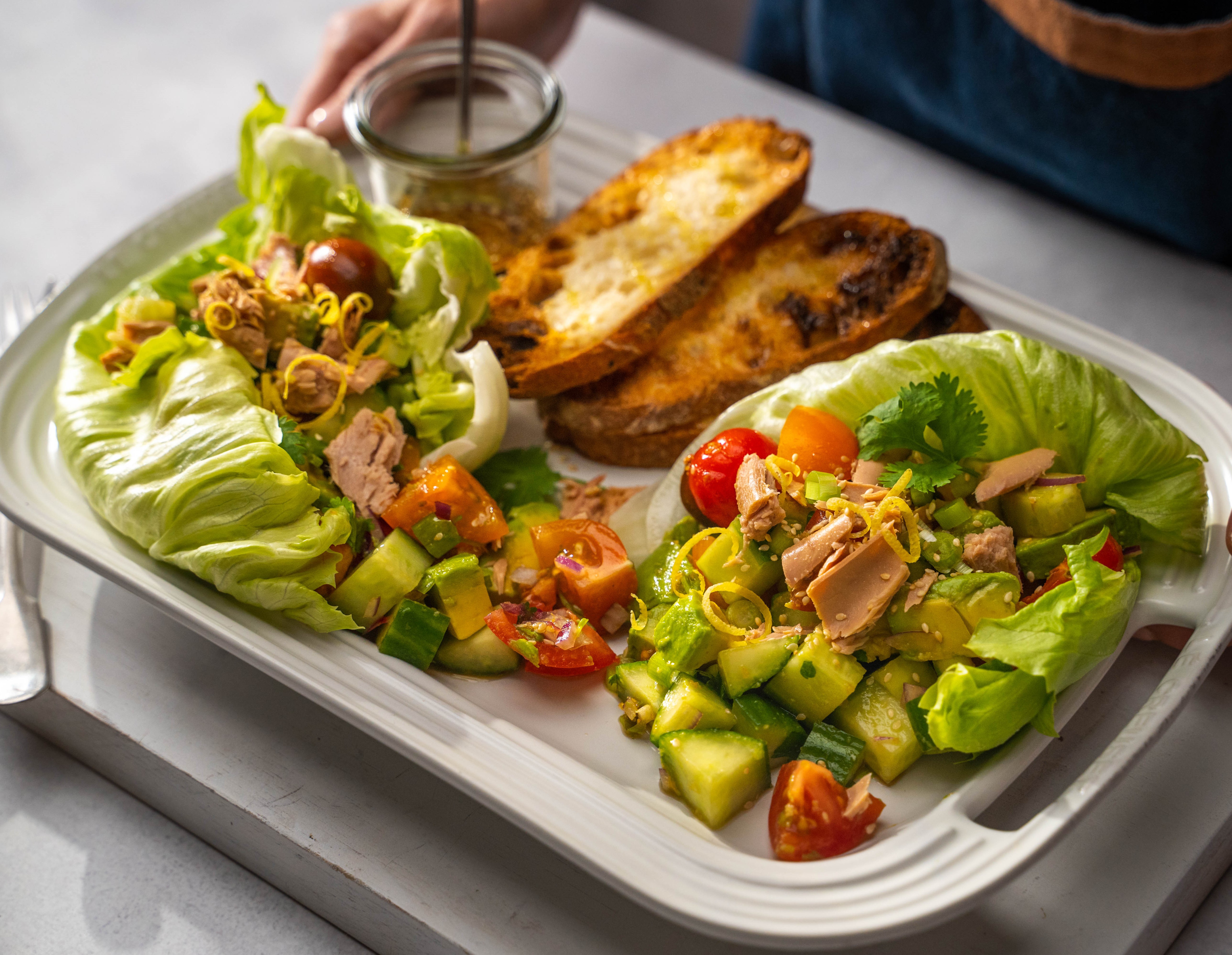 Tuna Avocado lemon soy lettuce cups_Hero_landscape 2_side on_LR