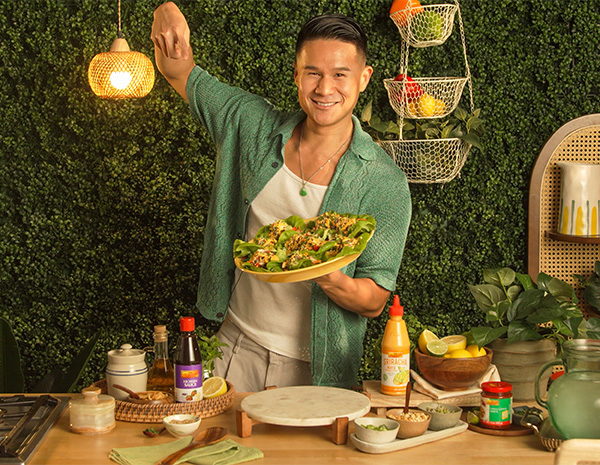 A sesame lettuce wraps recipe with ground turkey by Chef Charles Chen.