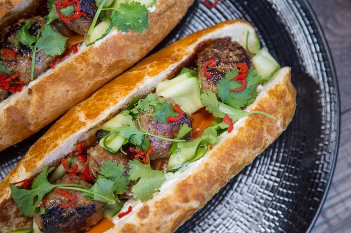 Banh Mi with Pork and Mushroom Meatballs