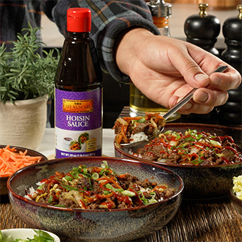 A beef and cabbage stir fry recipe flavored with Hoisin sauce.