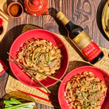 A classic beef chow fun recipe for Lunar New Year with Lee Kum Kee sauces.