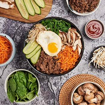 A bibimbap recipe with beef made with Lee Kum Kee Pure Sesame Oil.