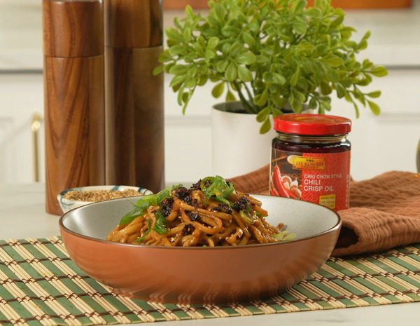 A brown butter miso udon recipe with Lee Kum Kee chili crisp oil.