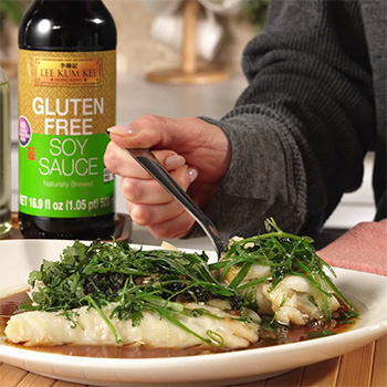 A Cantonese style steamed fish recipe made with gluten free soy sauce