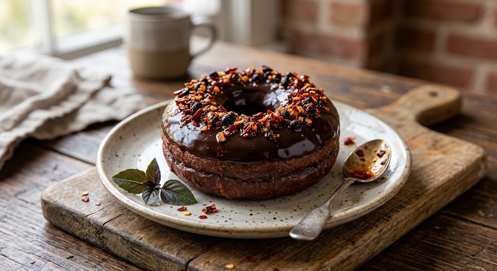 Chocolate Donut Recipe with Chili Crisp Original Topping