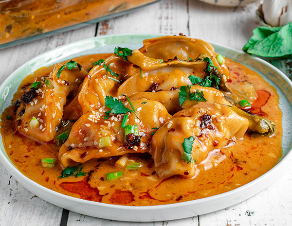An easy dumpling recipe for a red curry dumpling bake recipe.