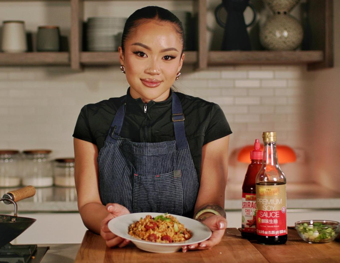 An easy fried rice recipe with Chinese Sausage by chef Tue Nguyen.