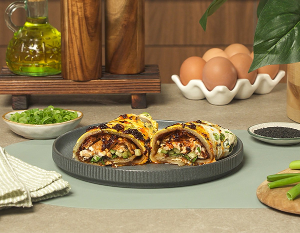 An easy jianbing recipe hack featuring a scallion pancake.