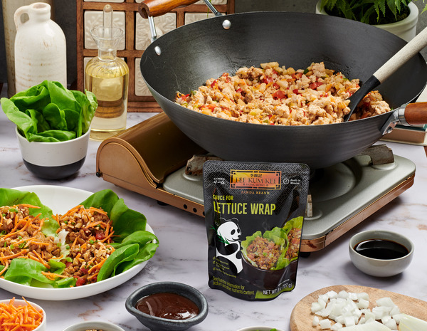 An easy lettuce wrap recipe with pork featuring Lee Kum Kee sauces.