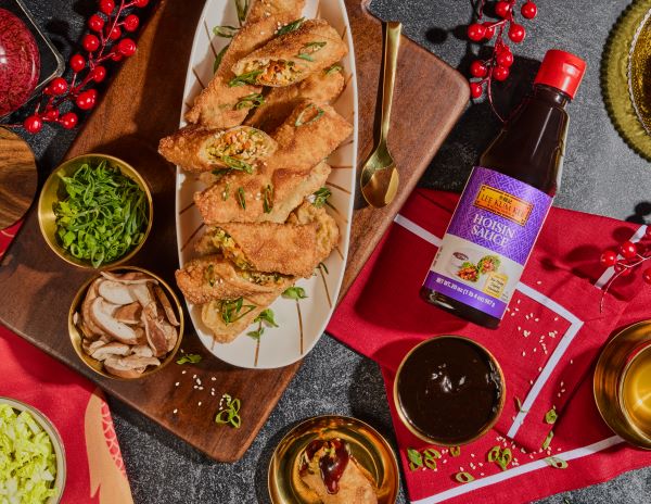 An egg rolls recipe for Lunar New Year with Lee Kum Kee Hoisin for dipping.
