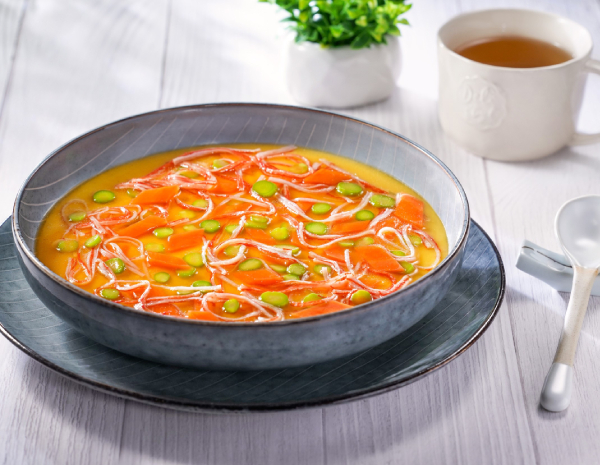 Steamed Egg with Crab Sticks and Vegetables