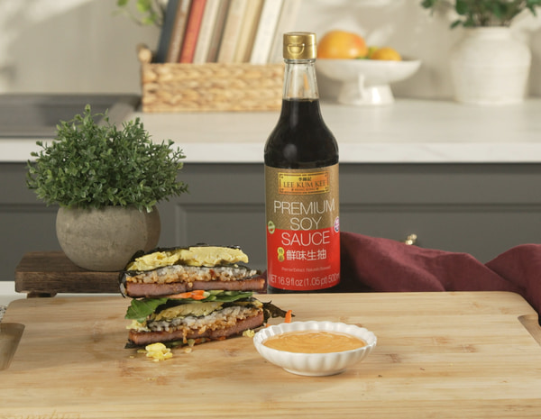 A folded kimbap recipe made with Lee Kum Kee sauces.
