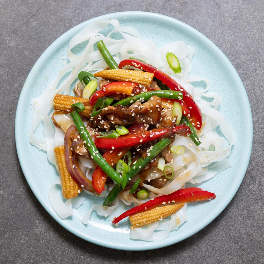 GlutenFree Char Siu Pork StirFry with Baby Corn  Beans