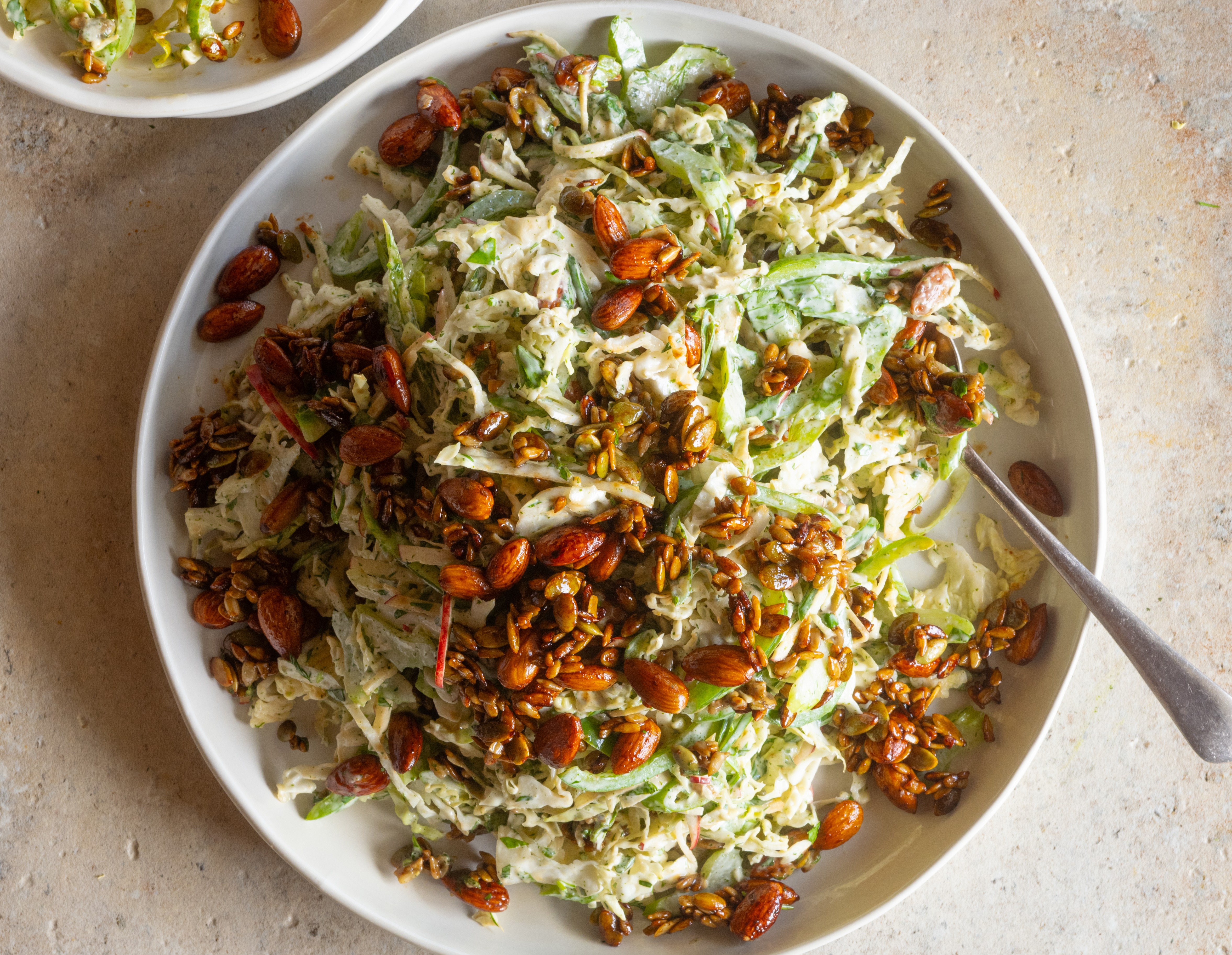 Green Slaw with Soy  Honey Almonds  Seeds