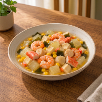 Braised Seafood and Winter Melon with Tofu