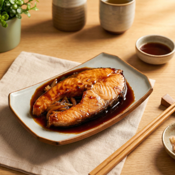 Pan Fried Salmon Fillet with Teriyaki Sauce