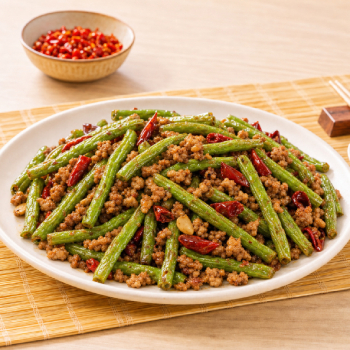 Recipe Sauteed String Beans with Spicy Ground Pork