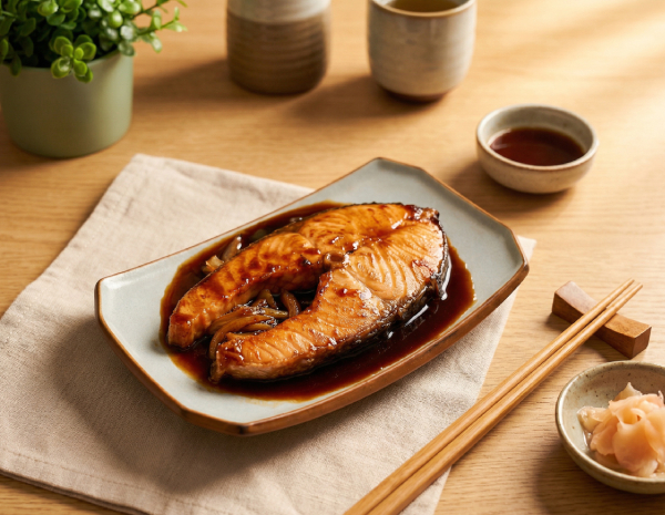 Pan Fried Salmon Fillet with Teriyaki Sauce