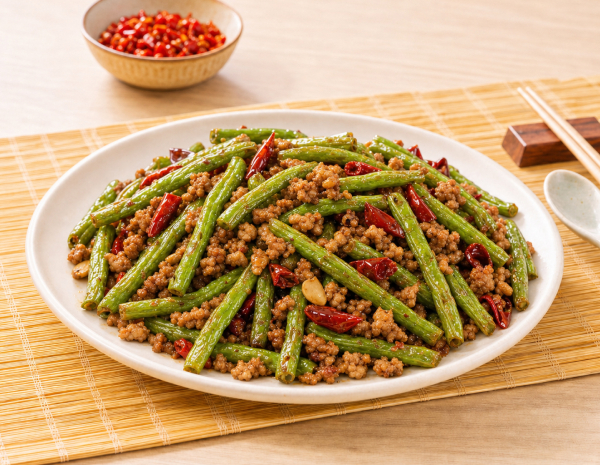 Recipe Sauteed String Beans with Spicy Ground Pork