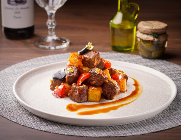 Sautéed Wagyu Beef with Black Garlic