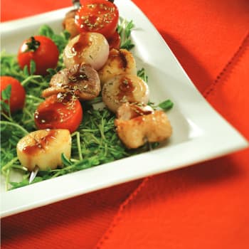 Scallop and Duck Kebabs with Oyster Sauce