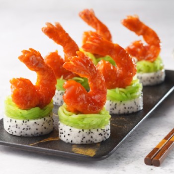 Fried Shrimp with Dragon Fruit and Celtuce