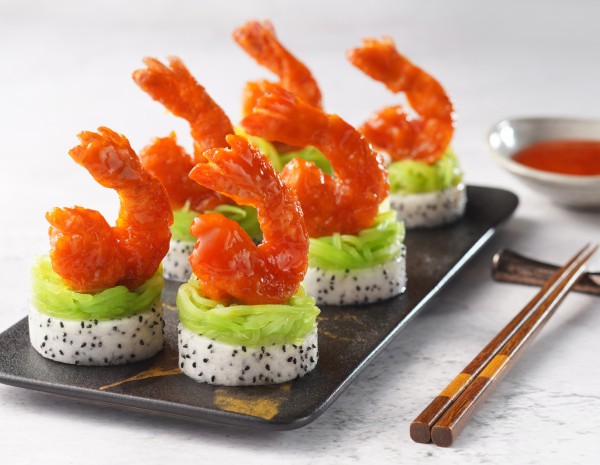 Fried Shrimp with Dragon Fruit and Celtuce