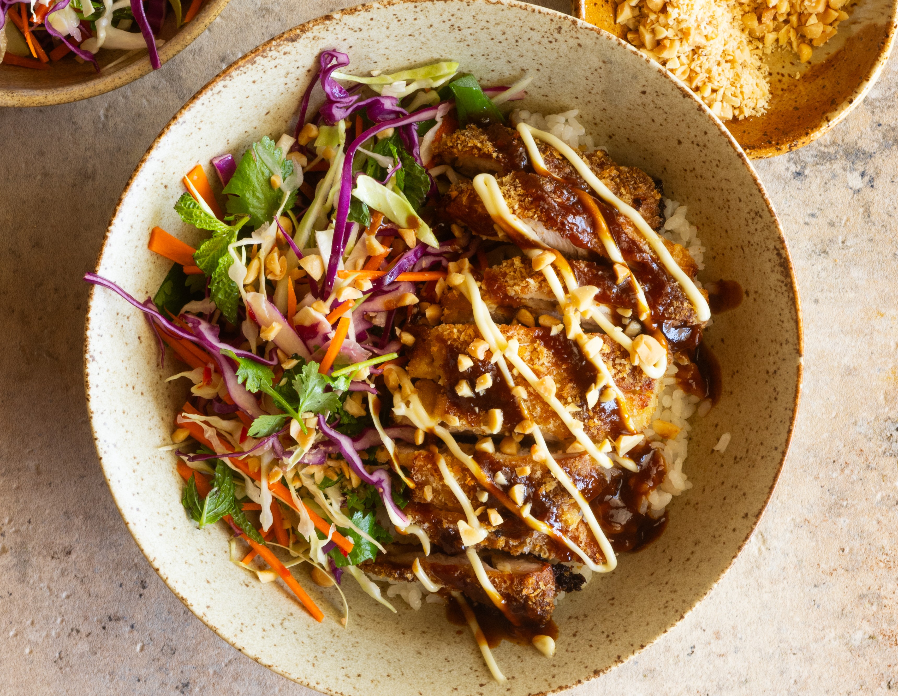 Hoisin Crumbed Chicken  Slaw Bowls