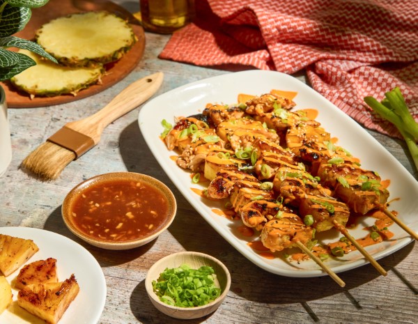 A huli huli pineapple chicken skewers recipe.