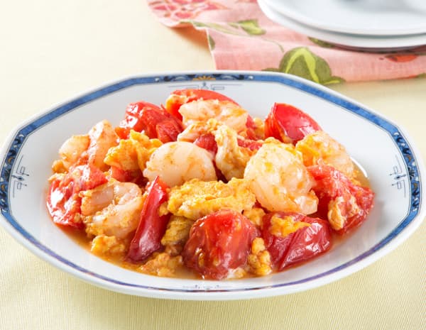 エビとトマトの卵炒め海鮮塩味