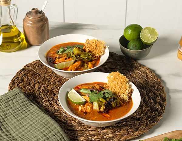 A khao soi recipe done as an instant ramen hack.