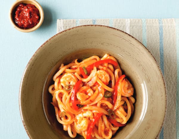 두반장 파프리카 새우 볶음우동