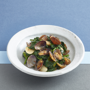 시금치 바지락볶음