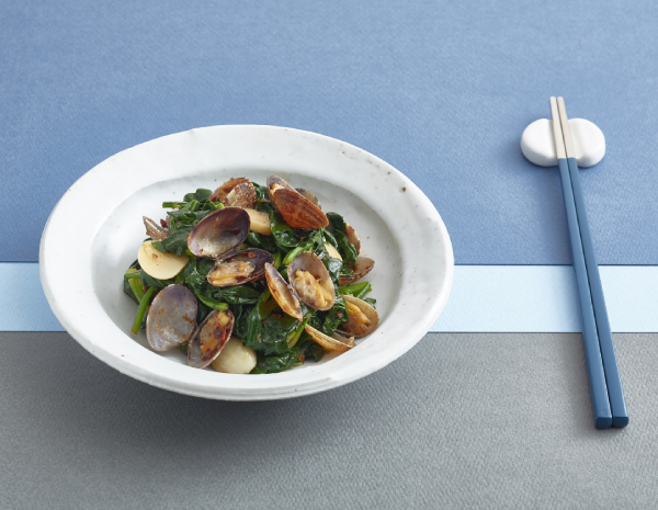 시금치 바지락볶음