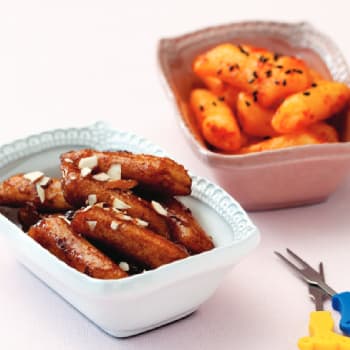 굴소스 떡 튀김