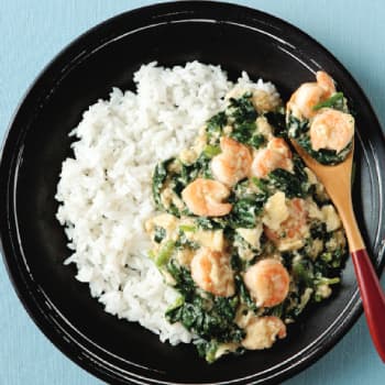 굴소스 새우 시금치덮밥