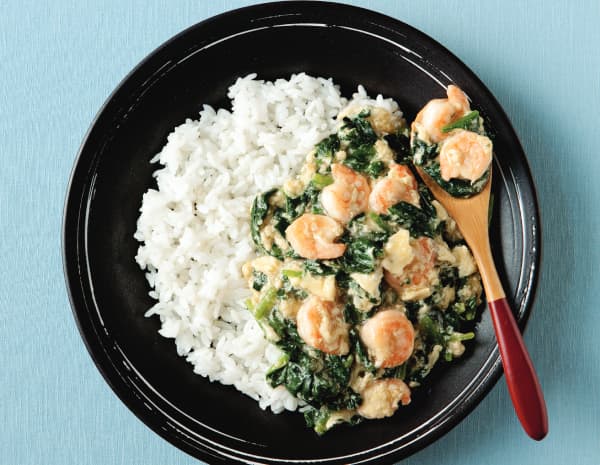 굴소스 새우 시금치덮밥