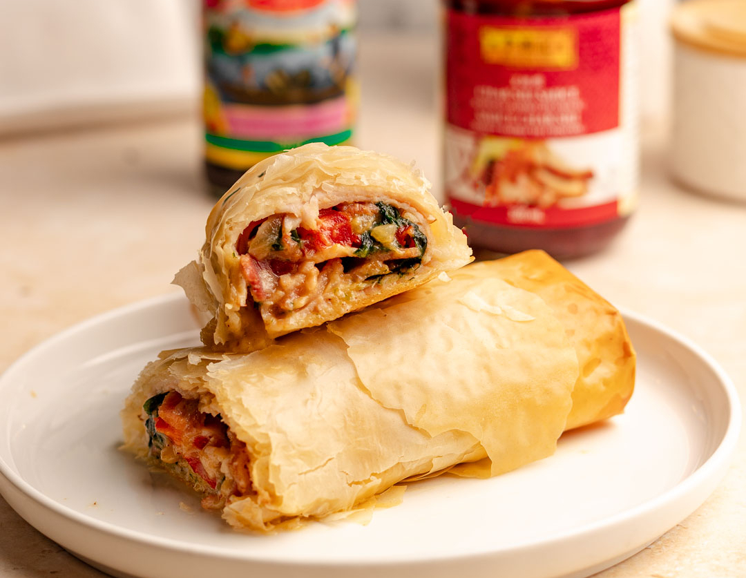 A turkey pot pie phyllo rolls recipe made with Lee Kum Kee Oyster Sauce.