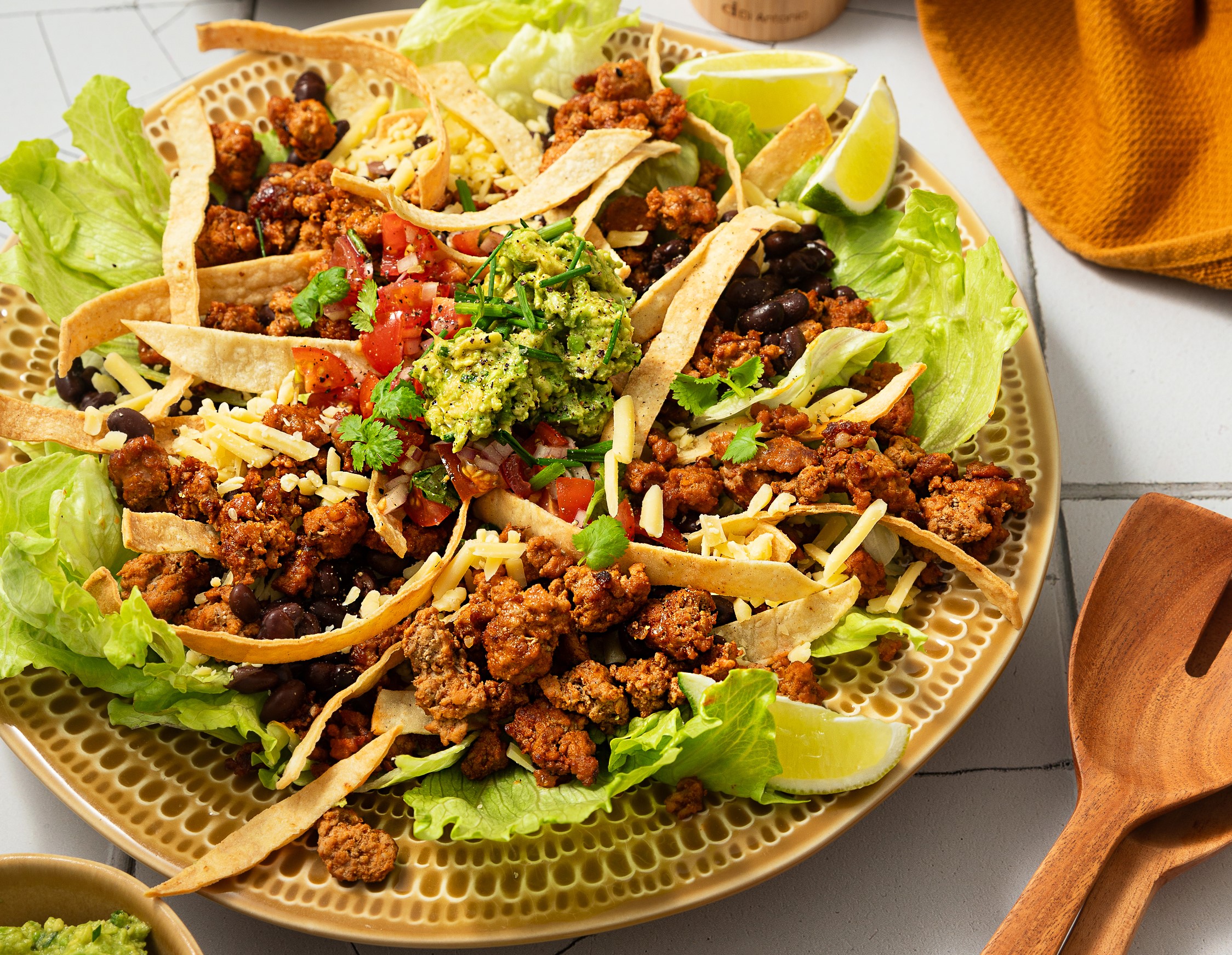 LKK Soy pork taco salad - angle 600x465