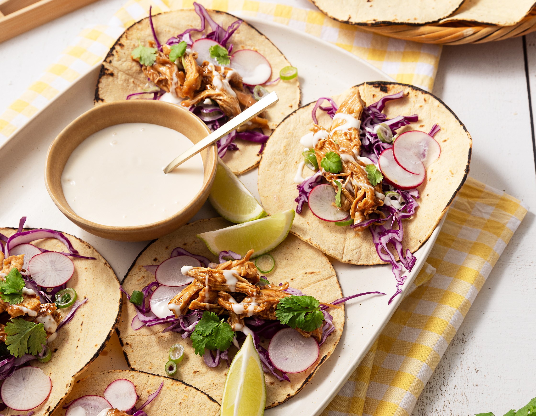 LKK Hoisin chicken tacos - angle 600x465