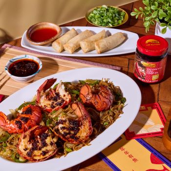 A lobster garlic noodles recipe made House Special Lobster style with Lee Kum Kee sauces.