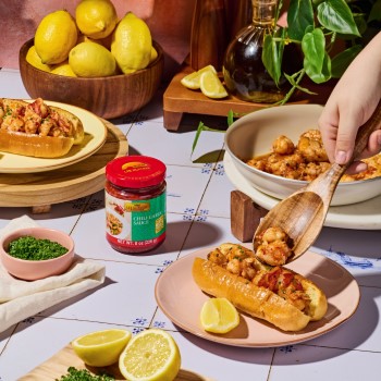 A spicy lobster roll recipe with a Lee Kum Kee chili garlic butter sauce