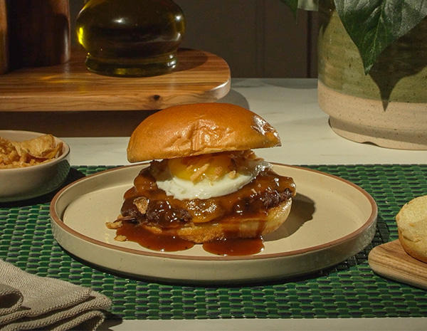 A smash burger recipe inspired by a loco moco recipe.