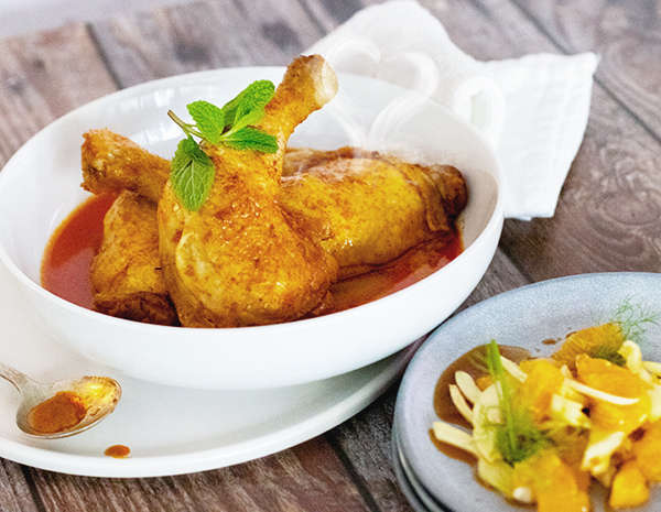 Mothers Day Smokey Teriyaki Sauce Chicken with Orane  Fennal Salad