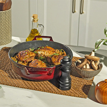 A chicken orzo recipe made in one pan with Lee Kum Kee oyster sauce.